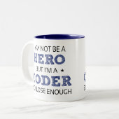 Coder Hero Humor nieuwigheid Tweekleurige Koffiemok (Voorkant links)