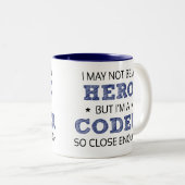 Coder Hero Humor nieuwigheid Tweekleurige Koffiemok (Voorkant rechts)