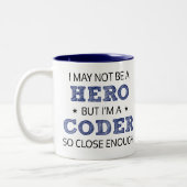 Coder Hero Humor nieuwigheid Tweekleurige Koffiemok (Links)