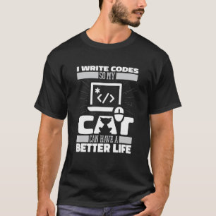 Coder Kat Software Engineer Ontwikkelaar Codeur Pr T-shirt