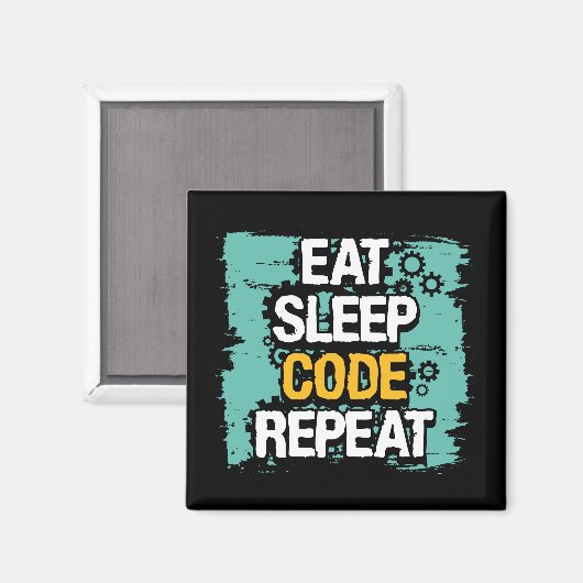 Coder Life: Eet, Slaap, Code Herhalen Magneet (Voorkant / Achterkant)
