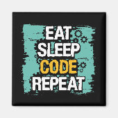 Coder Life: Eet, Slaap, Code Herhalen Magneet (Voorkant)