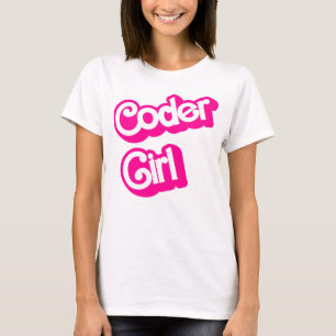 Coder meisje roze computer geek programmeur t-shirt