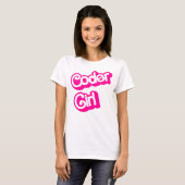 Coder meisje roze computer geek programmeur t-shirt (Voorkant volledig)