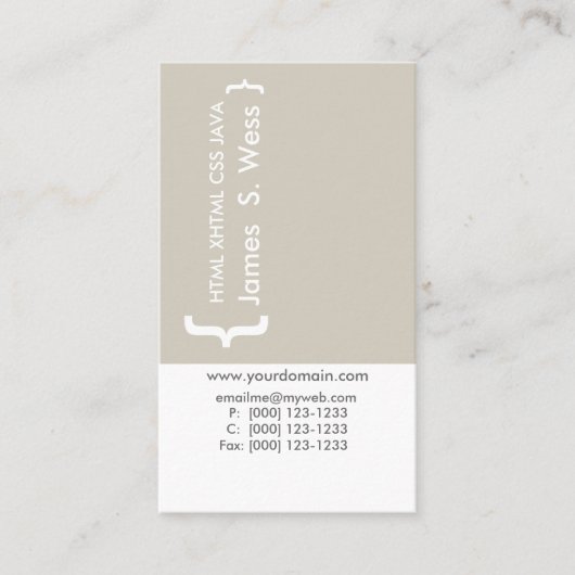 Coder Minimale CSS-computerprogrammeertechniek Visitekaartje (Voorkant)