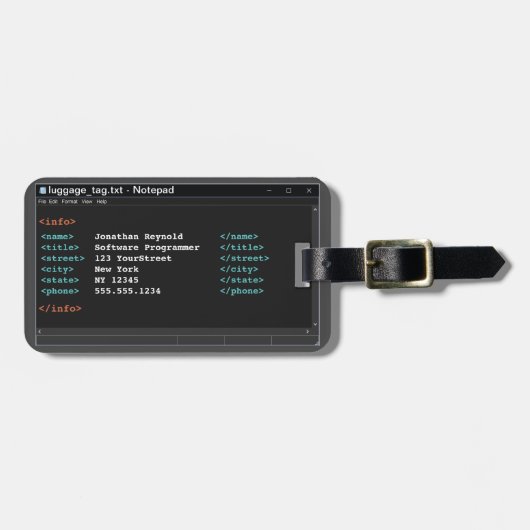 Coder Notitieblok Format Computer Programmer Donke Bagagelabel (Voorkant horizontaal)