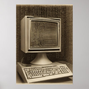Coder Programmeur Vintage Computer Binaire Code T  Poster