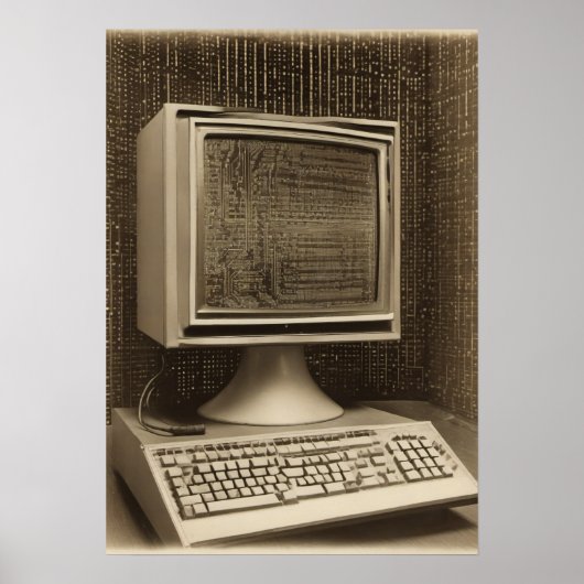 Coder Programmeur Vintage Computer Binaire Code T  Poster (Voorkant)