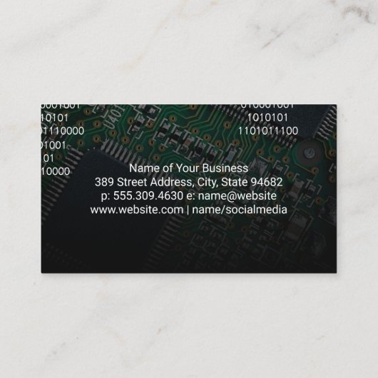 Coderen | Computer Microchip Processor Visitekaartje (Achterkant)
