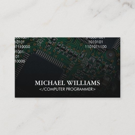 Coderen | Computer Microchip Processor Visitekaartje (Voorkant)