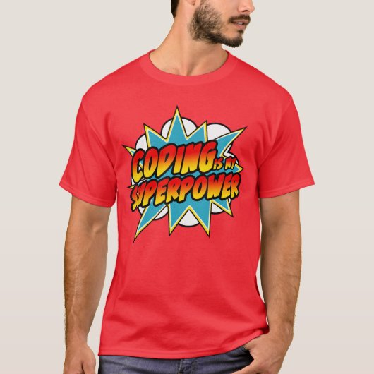 Coderen Is Mijn Superkracht Strip Coder HTML Progr T-shirt (Voorkant)
