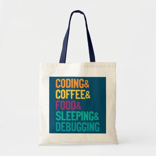 Coderen Koffie Eten Slapen Debuggen Programmeur Tote Bag (Voorkant)