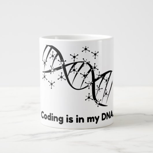 Coderen zit in mijn DNA Programmeur Wetenschap Kof Grote Koffiekop (Voorkant)