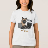 Coderende Siamese Kat Cartoon Tri-Blend Shirt (Voorkant)