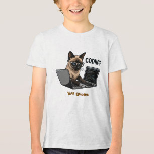 Coderende Siamese Kat Cartoon Tri-Blend Shirt