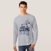 Codering blokken gegoten mascotte met hoofdtelefoo t-shirt (Voorkant volledig)