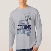 Codering blokken gegoten mascotte met hoofdtelefoo t-shirt (Voorkant)