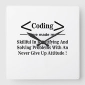 Codering Coder Ontwikkelaar Programmeur Codering Vierkante Klok (Voorkant)