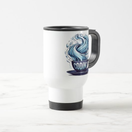Codering Coffee Cup Binary Stream Reisbeker (Voorkant rechts)