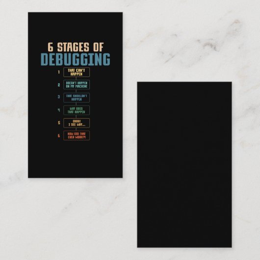 Codering Humor Foutopsporing Programmering Bug Cod Visitekaartje (Voorkant / Achterkant)