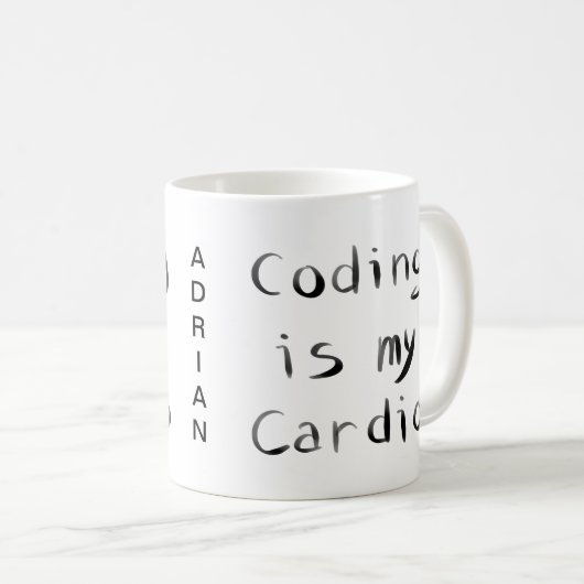 Codering is mijn Cardio Funny Programmer Coder Koffiemok (Voorkant rechts)