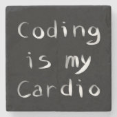 Codering is mijn Cardio Funny Programmer Coder Stenen Onderzetter (Voorkant)