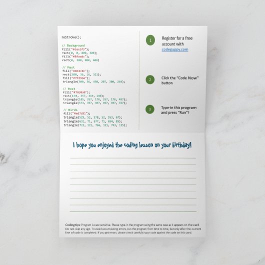 Codering Kaart voor kinderen (JavaScript programma (Binnen)