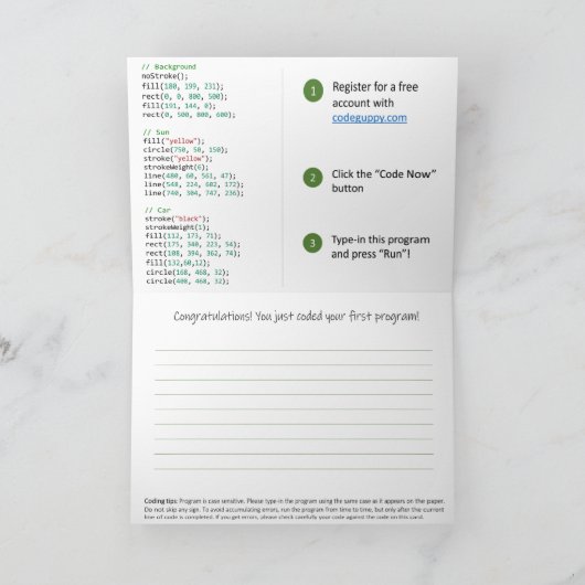 Codering Kaart voor kinderen (JavaScript programma (Binnen)