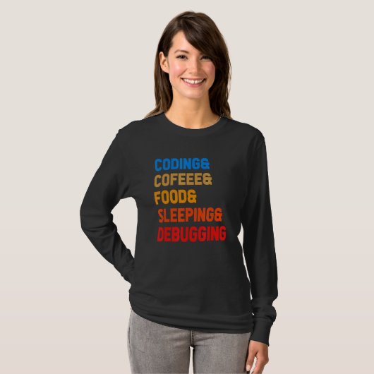 Codering koffie Slaapend Debbugs Programmer C T-shirt (Voorkant volledig)