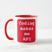 "Codering maakt me API" Funny (Red Background) Mok (Links)