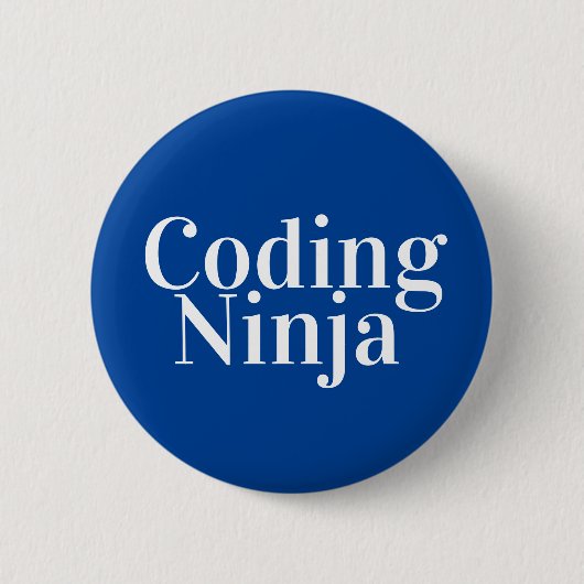 Codering Ninja Blauw Wit Ronde Button 5,7 Cm (Voorkant)