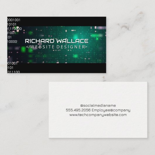 Coderingsachtergrond | Softwareontwikkelaar Visitekaartje (Voorkant / Achterkant)