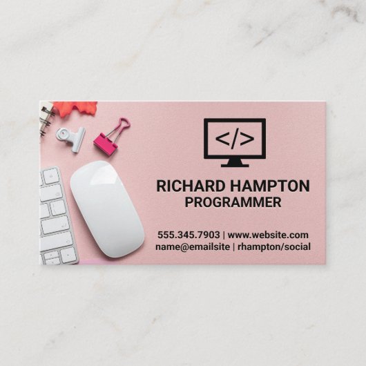 Coderingspictogram | Kantoor-achtergrond Visitekaartje (Voorkant)