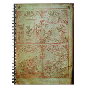 Codex 507 fol.2r Weaver, Shoemaker, Fishermen en Notitieboek