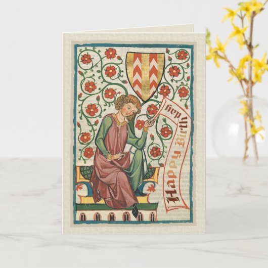 Codex Manesse CC0554 Birthday Card Kaart (Gele Bloem)