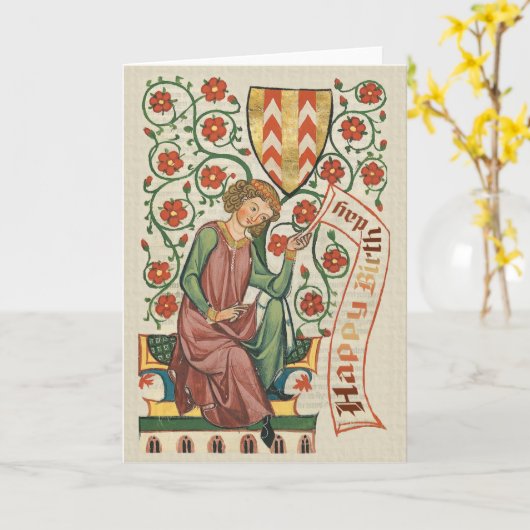 Codex Manesse CC0555 Birthday-kaart Kaart (Gele Bloem)