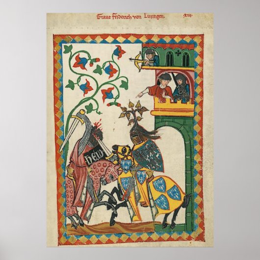 Codex Manesse Graf Friedrich von Leiningen Poster (Voorkant)