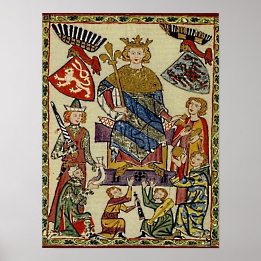 Codex Manesse - König Wenzel von Böhmen Poster (Voorkant)