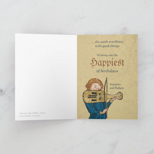 Codex Manesse Reinmar de Fiddler CC0716 Birthday Kaart (Binnen)