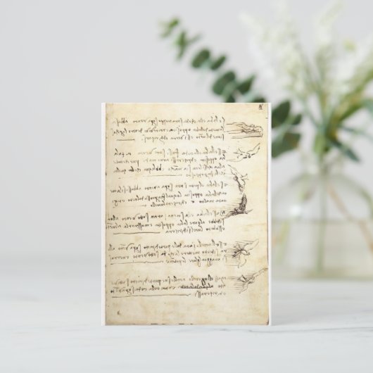 Codex over vogelvlucht door Leonardo da Vinci Briefkaart (Staand voorkant)