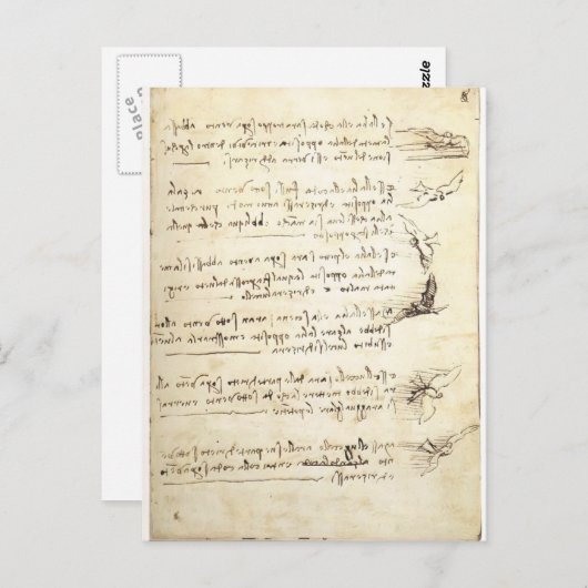 Codex over vogelvlucht door Leonardo da Vinci Briefkaart (Voorkant / Achterkant)