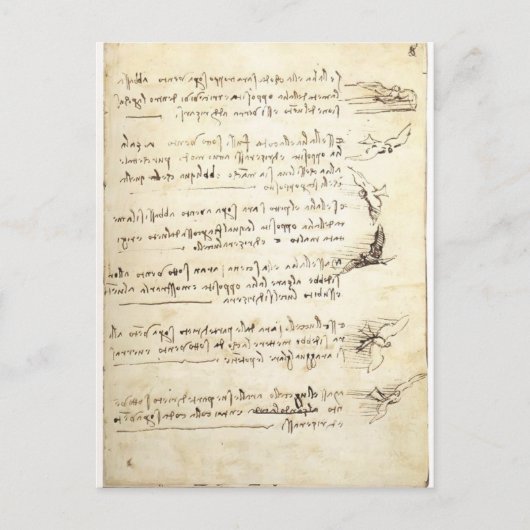 Codex over vogelvlucht door Leonardo da Vinci Briefkaart (Voorkant)