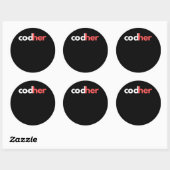 Codher Girl Programmer Women Stem Engineer Lovers Ronde Sticker (Vel)
