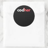 Codher Girl Programmer Women Stem Engineer Lovers Ronde Sticker (Tas)