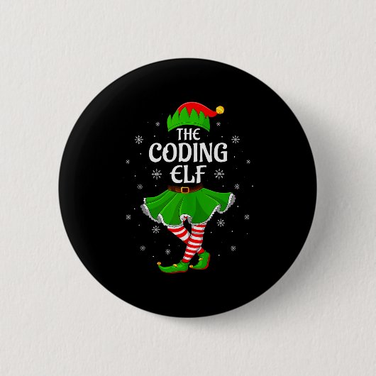 Coding Elf Christmas Family Girls Women Elf Squad  Ronde Button 5,7 Cm (Voorkant)