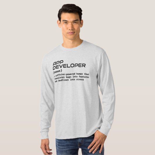 Coding Humor – App Developer Definition Shirt (Voorkant volledig)