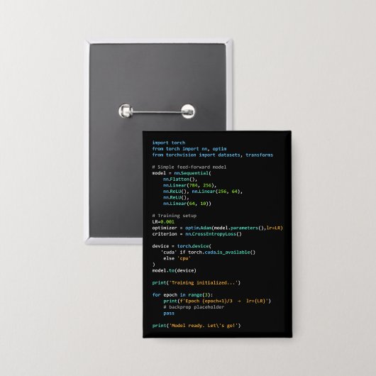 Coding Humor - Developer Logic and Tech Life Button (Voorkant / Achterkant)