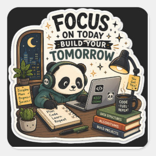 Coding Panda Sticker   Focus op Vandaag, Bouw Er A