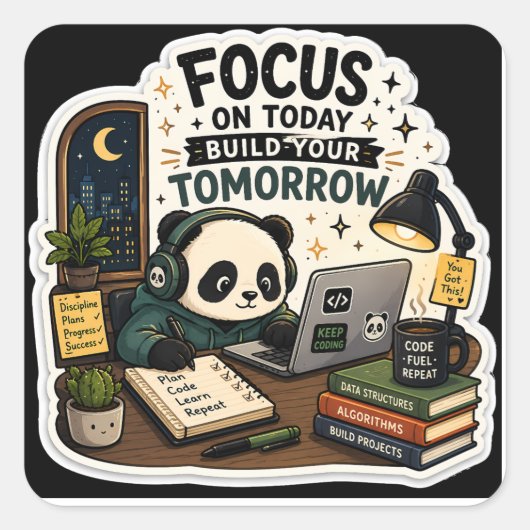 Coding Panda Sticker | Focus op Vandaag, Bouw Er A (Voorkant)