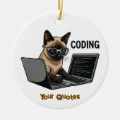 Coding Siamese Cat Cartoon Keramisch Ornament (Voorkant)